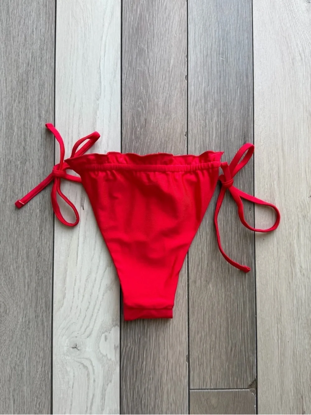 SEAMOLLY Red Tie-Side Bikini Bottom
